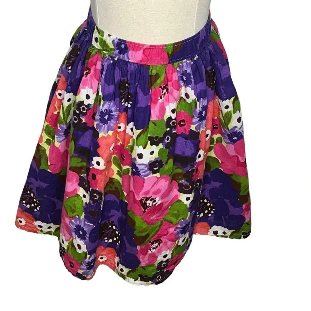 Gymboree girls watercolor floral pull on full skirt sz 9 pink purple